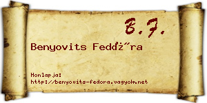 Benyovits Fedóra névjegykártya